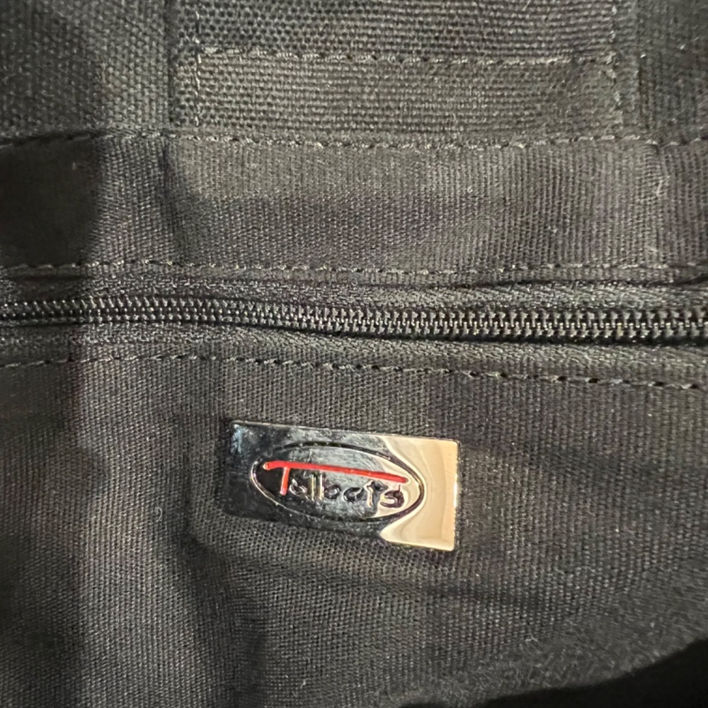 Talbots Black, Tan and White Handbag with Black Bamboo Style Handles - Picture 8 of 9